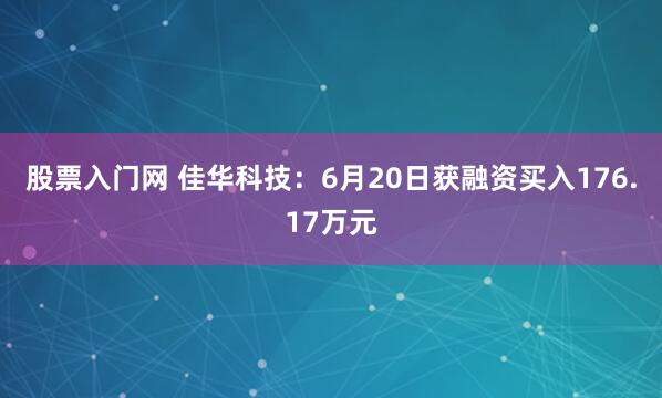 股票入门网 佳华科技：6月20日获融资买入176.17万元